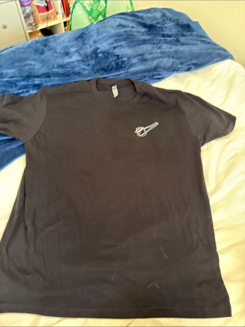 Men's Black Crew Neck T-Shirt with Small Logo Print